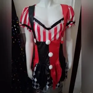 Adult Harlequin Jester Costume - Red and Black